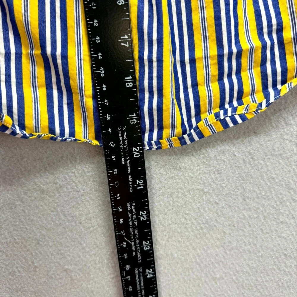 Ralph Lauren Casual Shirt Boys 6 Blue Yellow Striped Pony Oxford Button Down